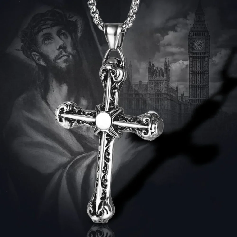 ❤️Fashion trend retro cross pendant Christian necklace for women/men, N90201P194